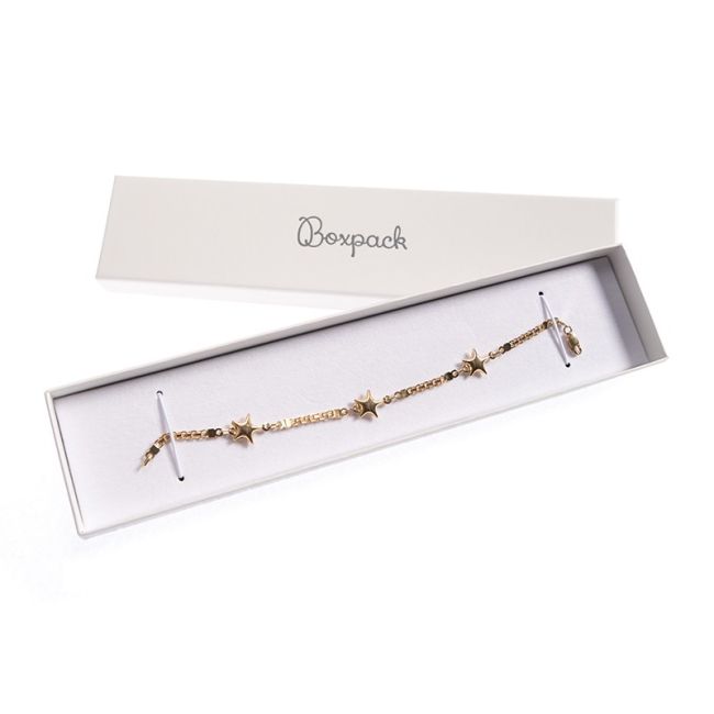 Caja de cartón para pulsera de joyería y bisutería 233x53x27 mm color marfil iv-51