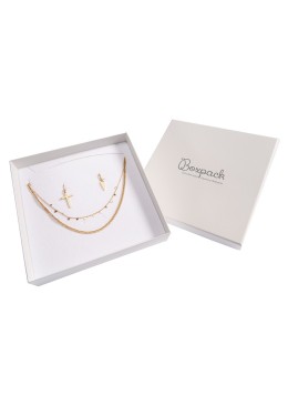 Caja de cartón para conjunto de colgante de joyería y bisutería  167x167x33 Mm color marfil ip-18