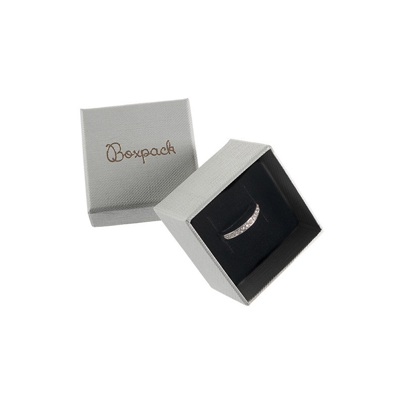 Caja de cartón para anillo o pendientes de joyería y bisutería color gris ST-42