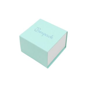 Caja de cartón para anillo o pendientes color aguamarina 48x48x33 mm SL-42-AQ-B