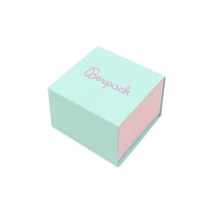Caja de cartón para anillo o pendientes color aguamarina 48x48x33 mm SL-42-AQ-RS