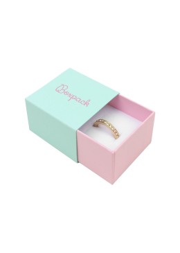 Caja de cartón para anillo o pendientes color aguamarina 48x48x33 mm SL-42-AQ-RS