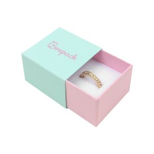 Caja de cartón para anillo o pendientes color aguamarina 48x48x33 mm SL-42-AQ-RS