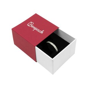 Caja de cartón para anillo o pendientes color rojo 48x48x33 mm SL-42-R-B