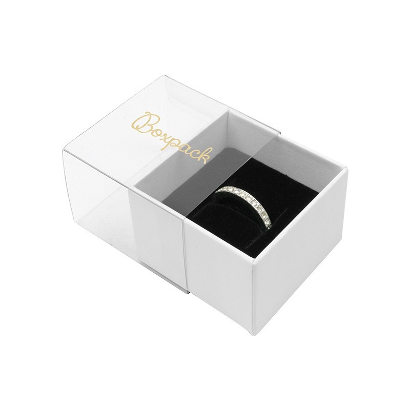 Caja de cartón para anillo o pendientes color transparente 48x48x33 mm SL-42-TR-B