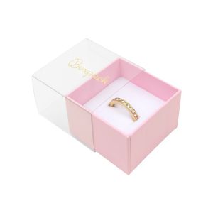 Caja de cartón para anillo o pendientes color transparente 48x48x33 mm SL-42-TR-RS