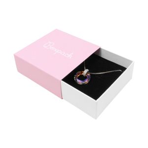 Caja de cartón para colgante o conjunto color rosa 83x83x33 mm SL-61-RS-B