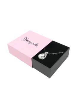 Caja de cartón para colgante o conjunto color rosa 83x83x33 mm SL-61-RS-N