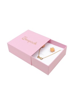 Caja de cartón para colgante o conjunto color rosa 83x83x33 mm SL-61-RS-RS