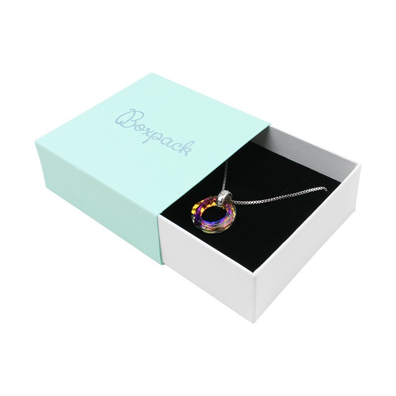 Caja de cartón para colgante o conjunto color aguamarina 83x83x33 mm SL-81-AQ-B