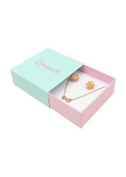 Caja de cartón para colgante o conjunto color aguamarina 83x83x33 mm SL-81-AQ-RS