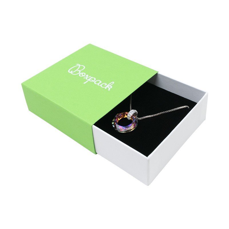 Caja de cartón para colgante o conjunto color verde 83x83x33 mm SL-81-VE-B