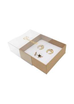 Caja de cartón para colgante o conjunto color transparente 83x83x33 mm SL-81-TR-K