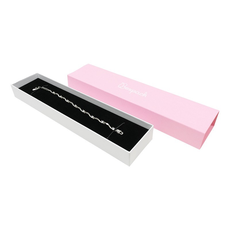 Caja de cartón para pulsera color rosa cuarzo 230x51x27 mm SL-51-RS-B