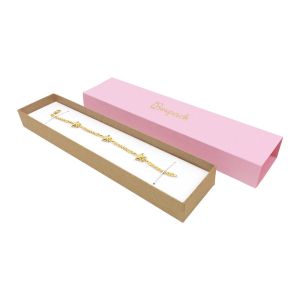 Caja de cartón para pulsera color rosa cuarzo 230x51x27 mm SL-51-RS-K