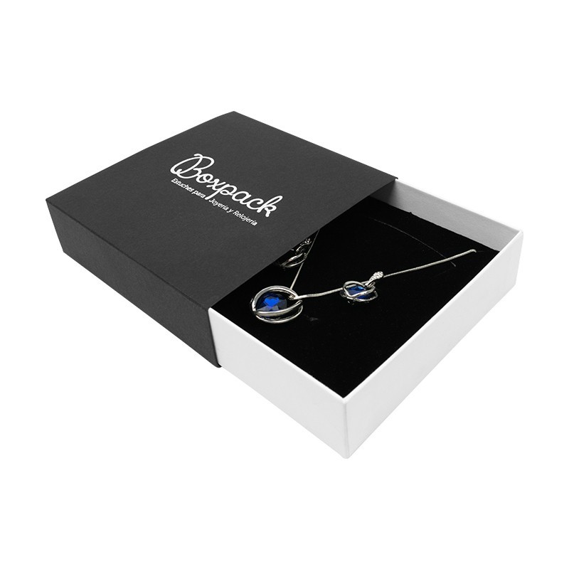 Caja de cartón para collar o conjunto color negro 116x116x33 mm SL-17-N-B