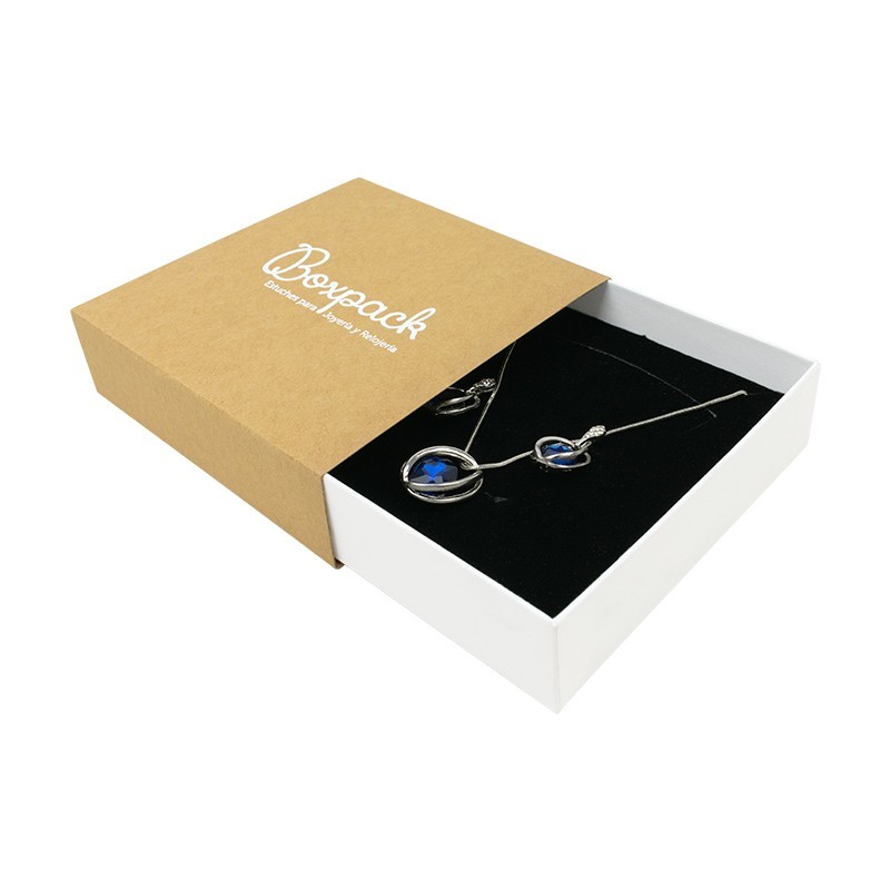 Caja de cartón para collar o conjunto color kraft 116x116x33 mm SL-17-K-B