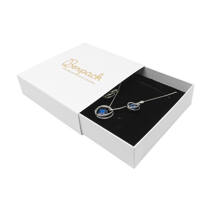 Caja de cartón para collar o conjunto color blanco 116x116x33 mm SL-17-B-B