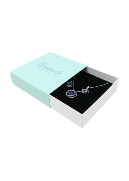 Caja de cartón para collar o conjunto color aguamarina 116x116x33 mm SL-17-AQ-B