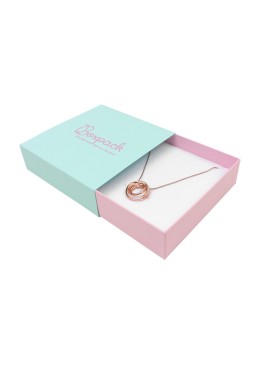 Caja de cartón para collar o conjunto color aguamarina 116x116x33 mm SL-17-AQ-RS