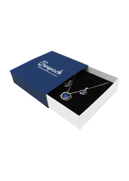 Caja de cartón para collar o conjunto color azul 116x116x33 mm SL-17-A-B
