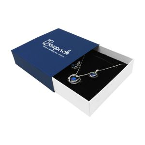 Écrin en carton pour collier ou parure, bleu 116 x 116 x 33 mm SL-17-A-B