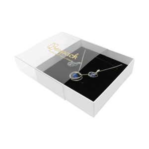 Caja de cartón para collar o conjunto color transparente 116x116x33 mm SL-17-TR-B