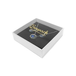 Astuccio in cartone per collana o parure, trasparente 116 x 116 x 33 mm SL-17-TR-B