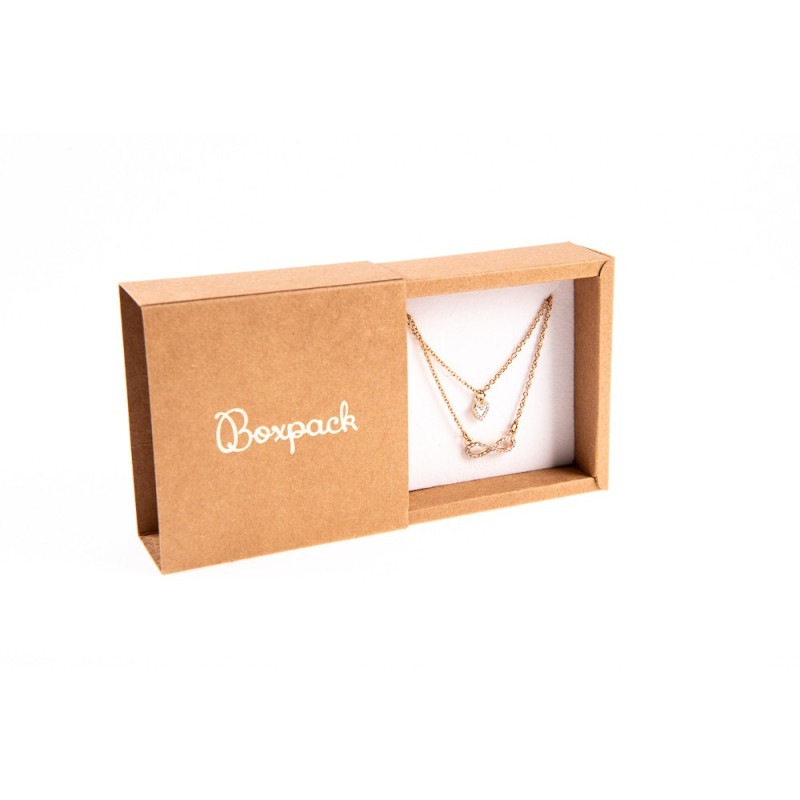 Caja de cartón para colgante o conjunto color kraft 90x90x33 mm PF-2-K