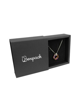 Caja de cartón para colgante o conjunto color negro 90x90x33 mm PF-2-N