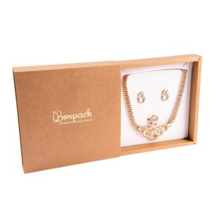 Caja de cartón para collar o conjunto color kraft 180x180x33 mm PF-4-K