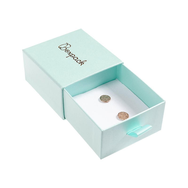 Caja de cartón para pendientes y colgante color aguamarina 73X70X40 mm SG-2-AQ-AQ