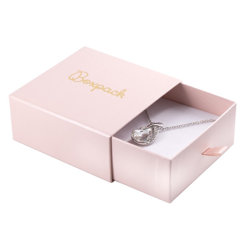Caja de cartón para colgante y pendientes color rosa 90X87X40 mm SG-3-RS-RS