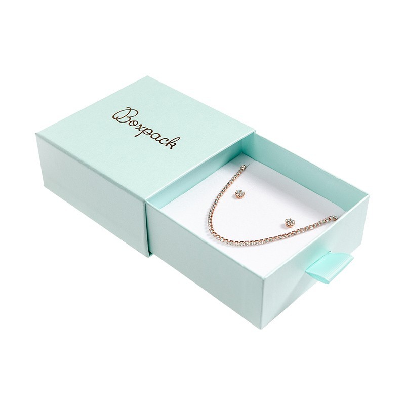 Caja de cartón para colgante y pendientes color aguamarina 90X87X40 mm SG-3-AQ-AQ