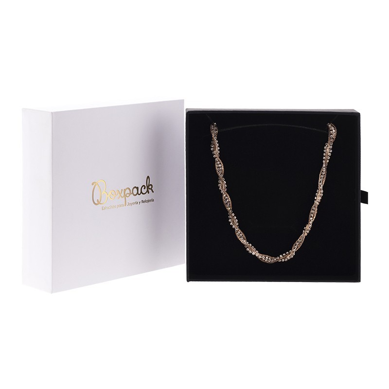 Caja de cartón para collar o conjunto color blanco 152x150x39 mm PB-5-B