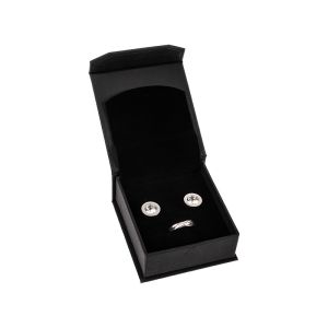Astuccio in cartone nero con chiusura magnetica per orecchini o parure 65 x 72 x 31 mm MC-2-N