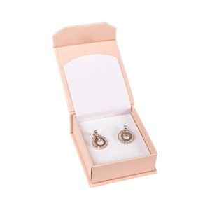Caja de cartón con imán para pendientes o conjunto color rosa cuarzo 65X72X31 mm MC-2-RC