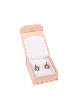 Caja de cartón con imán para pendientes o conjunto color rosa cuarzo 65X72X31 mm MC-2-RC