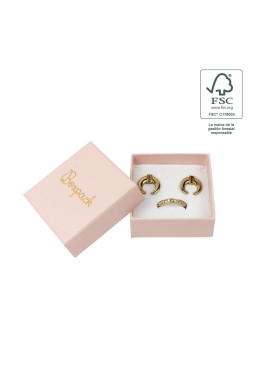 Caja de cartón fsc® para pendientes o conjunto color rosa cuarzo 65x65x29 mm F61-RC