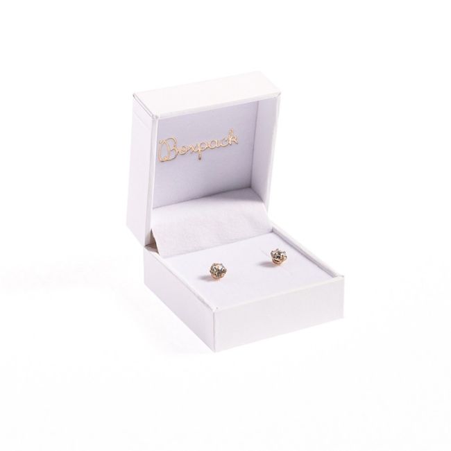 Estuche polipiel blanco para pendientes 46x52x30 mm. FR-1-P-B