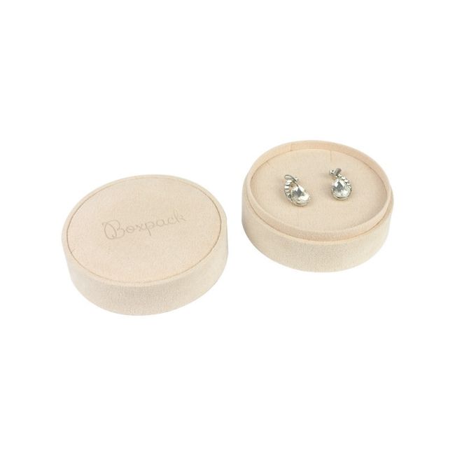Runde Mehrzweckschachtel in Beige für Schmuck 80ø x 40 mm PR-2-BG