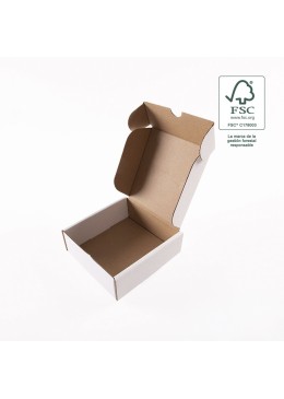 Cajas de envió FSC® ecomerce blanca personalizables 130x130x45 mm FCE-130-B