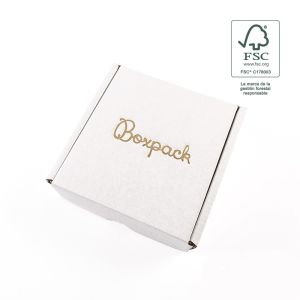 Cajas de envió FSC® ecomerce blanca personalizables 130x130x45 mm FCE-130-B