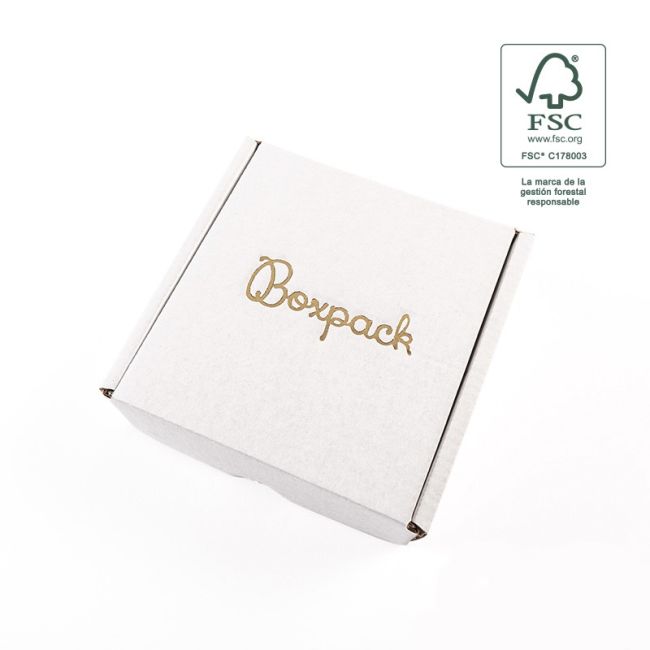 Cajas de envió FSC® ecomerce blanca personalizables 130x130x45 mm FCE-130-B
