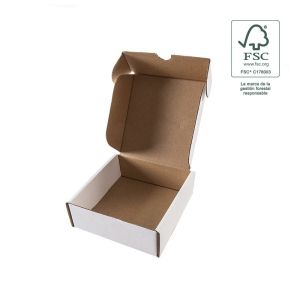 Cajas de envió FSC® ecomerce blanca personalizables 175x175x60 mm FCE-175-B