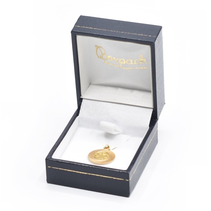 Estuche polipiel azul para colgante 47x53x30 mm. J-07-C