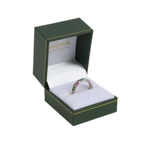 Estuche polipiel verde para anillo 47x53x40 mm. J-06-S-VE