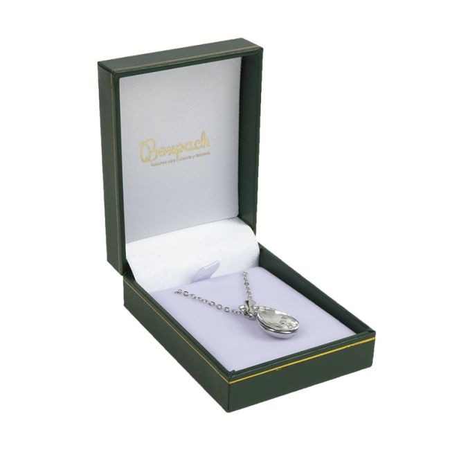 Estuche polipiel verde para colgante 60x76x30 mm. J-04-C-VE