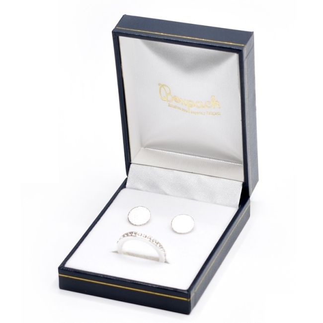 Estuche polipiel azul para conjunto 60x76x30 mm. J-04-J-A