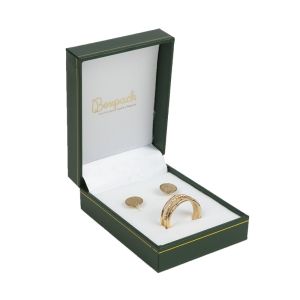 Estuche polipiel verde para conjunto 60x76x30 mm. J-04-J-VE